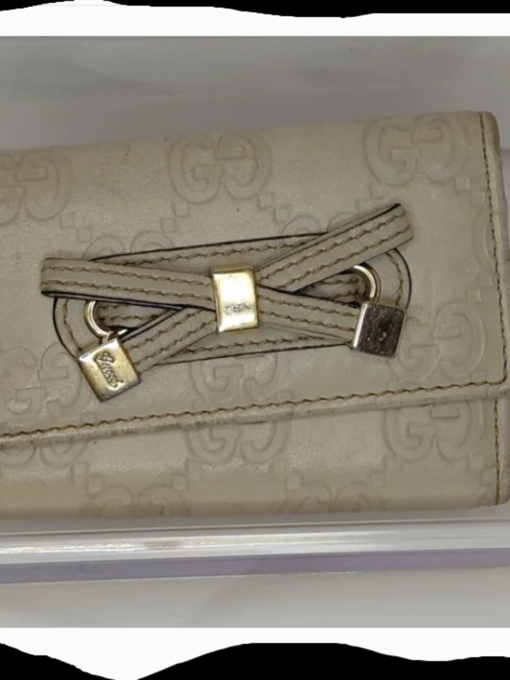 Gucci Guccissima Princy Compact Leather Key Holder With Bow